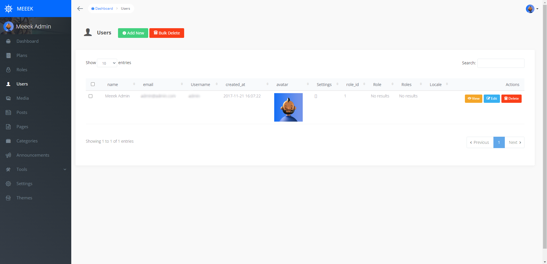 Admin Dashboard Users