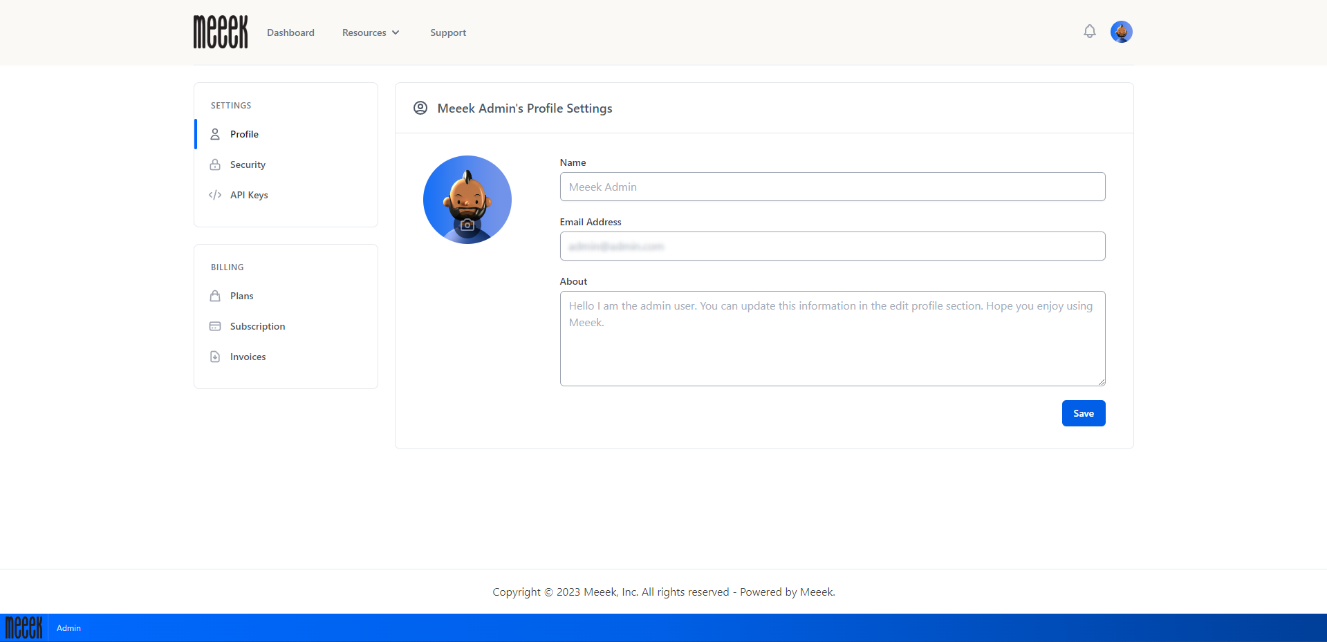 User Profile Settings